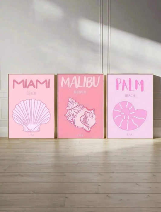 Affiche murale (Lot de 3) - Malibu/Palm Beach/Miami -  40x60cm